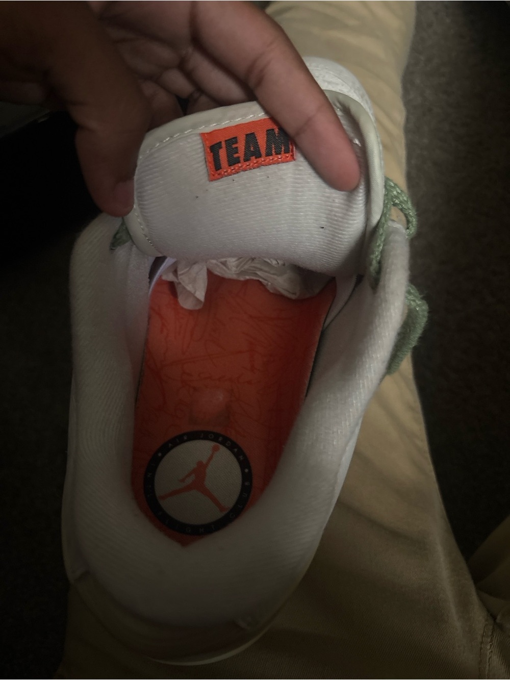Nike White Sneakers with Orange Insole and TEAM Tag